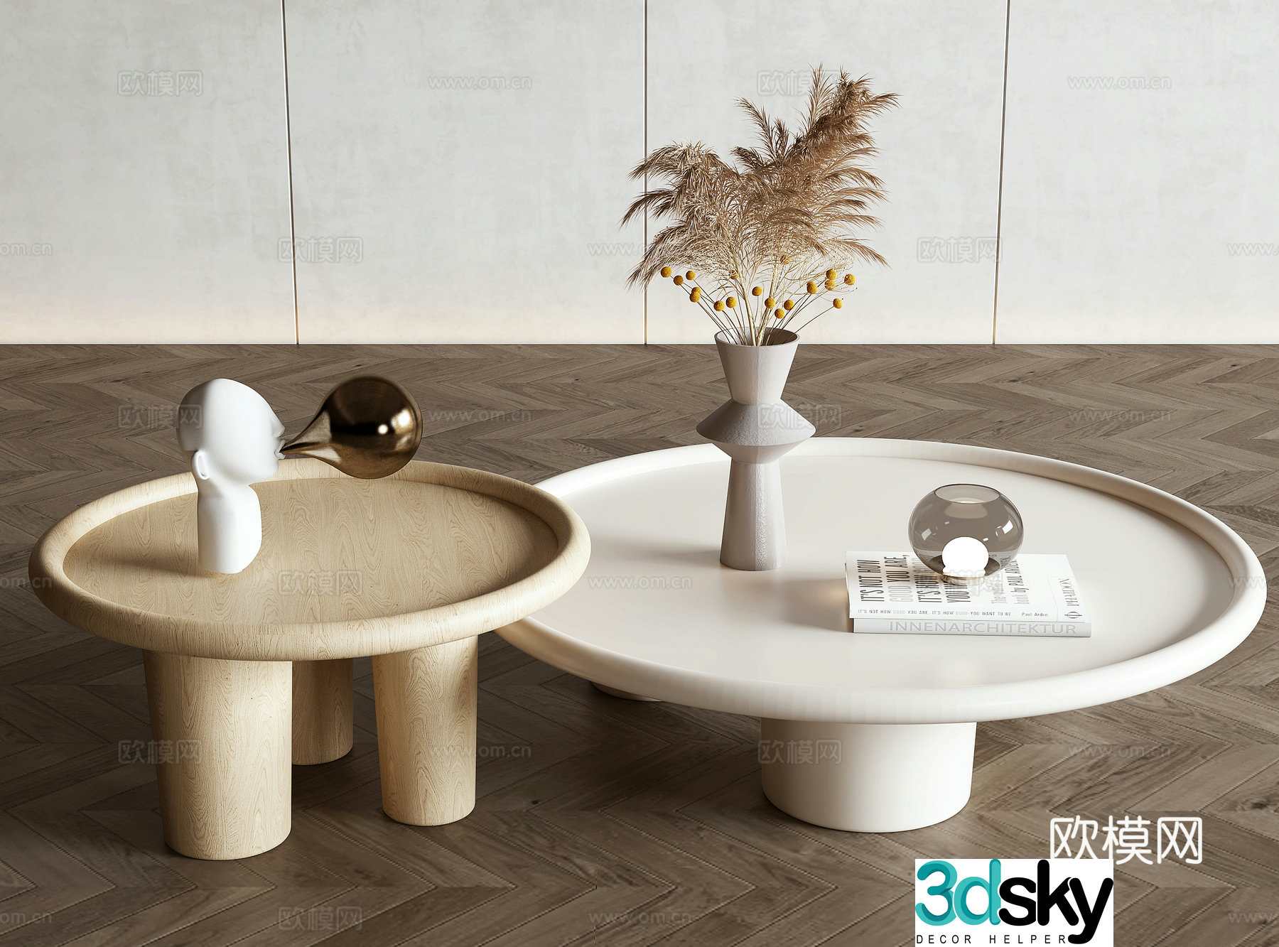 Creamy style coffee table 3d model