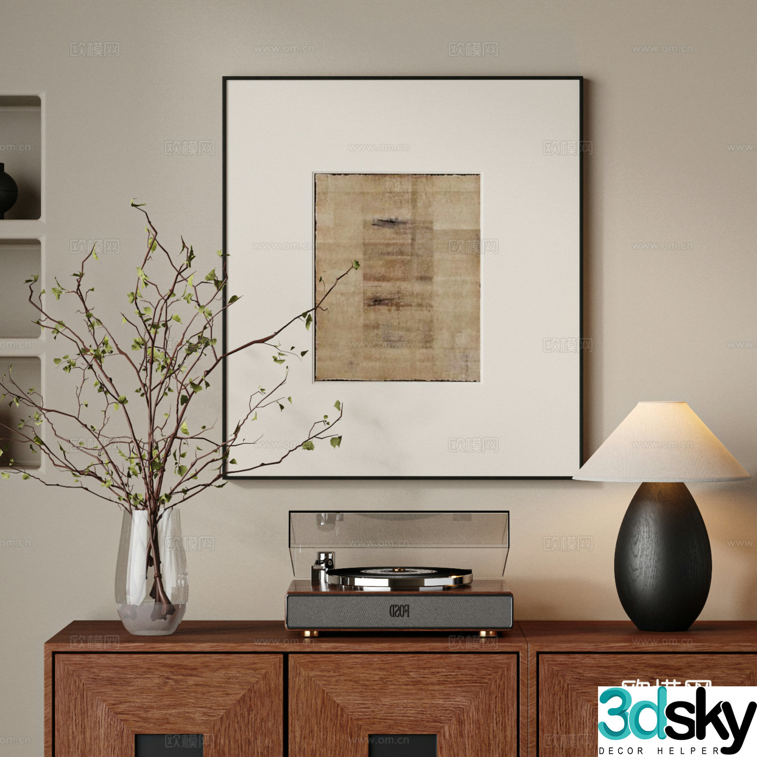 Wasabi wind hanging paintings medieval ornaments ornaments combinations desk lamps vases record machine 3D model