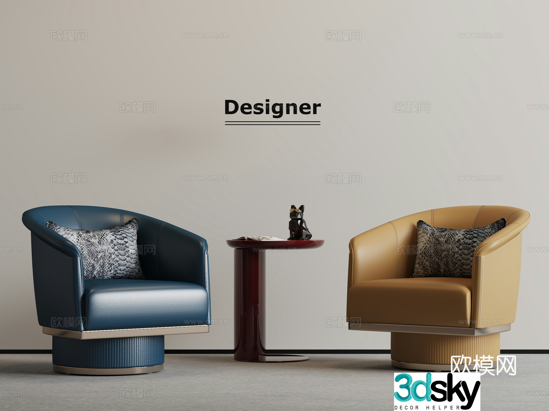 Modern light luxury leisure chair 3d model