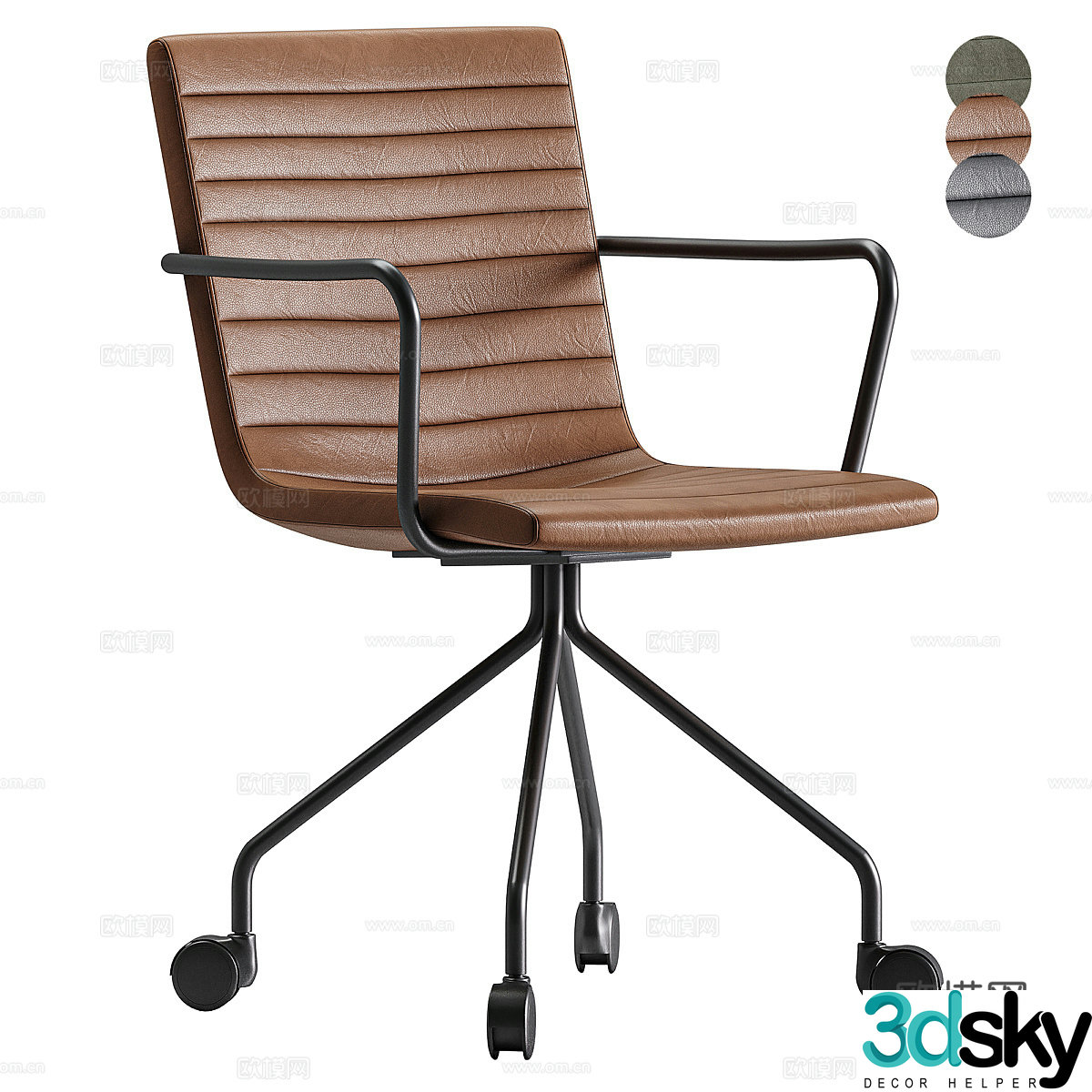 Modern Italian leather office chair 3d model