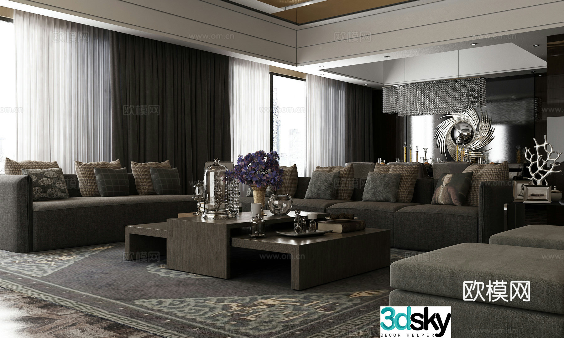 Modern boutique modern living room space 3d model