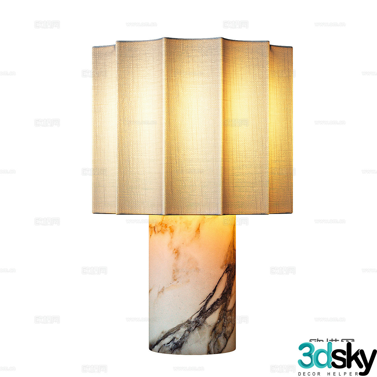Modern Italian marble fabric table lamp 3D model
