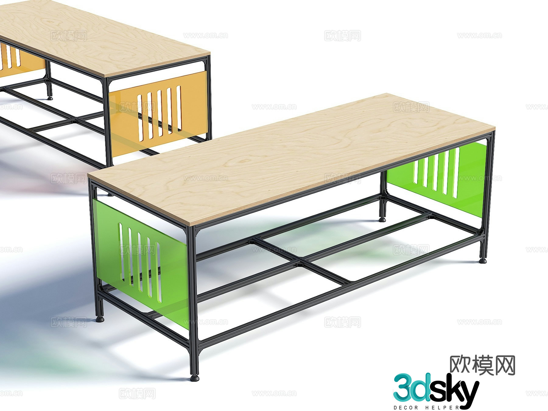 Modern aluminum profile office desk Industrial style aluminum profile desk Aluminum profile operating table Aluminum profile working 3D model