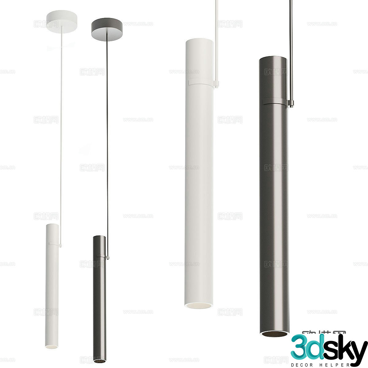 Modern minimalist metal chandeliers 3D model