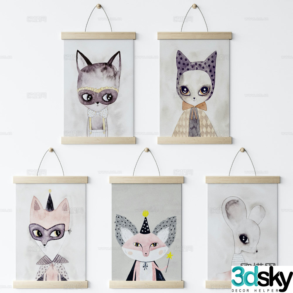 Modern Nordic children’s hanging painting 3d model