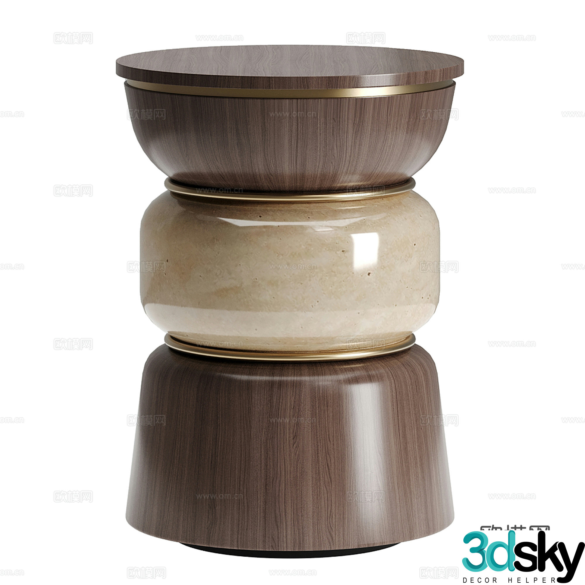 Modern light luxury sofa stool low stool round stool 3D model
