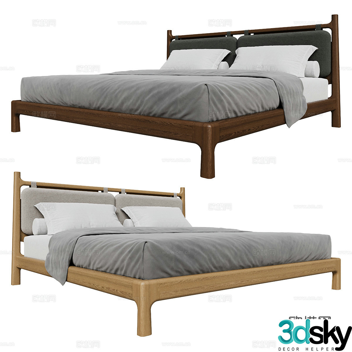 Jijifeng Double Bed 3D Model