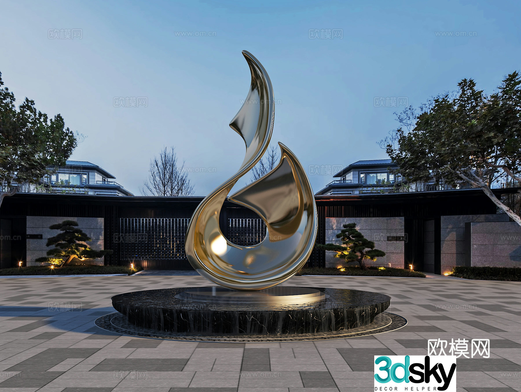 Square installation Sculpture Landscape Art sketch 3d model