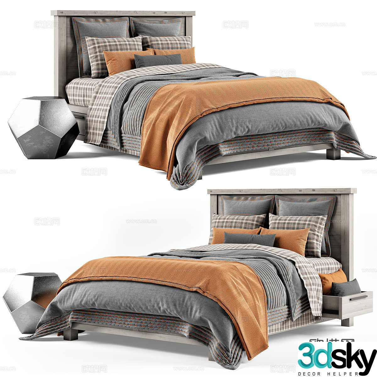 American simple children’s fabric bed 3D model
