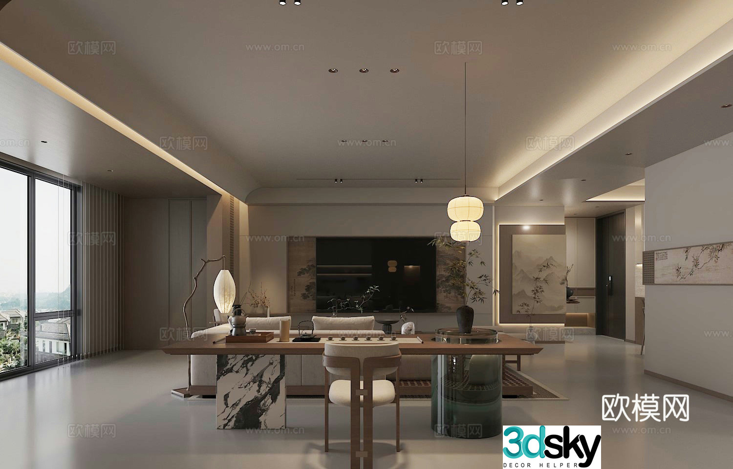 New Chinese Song style aesthetic living room 3D model