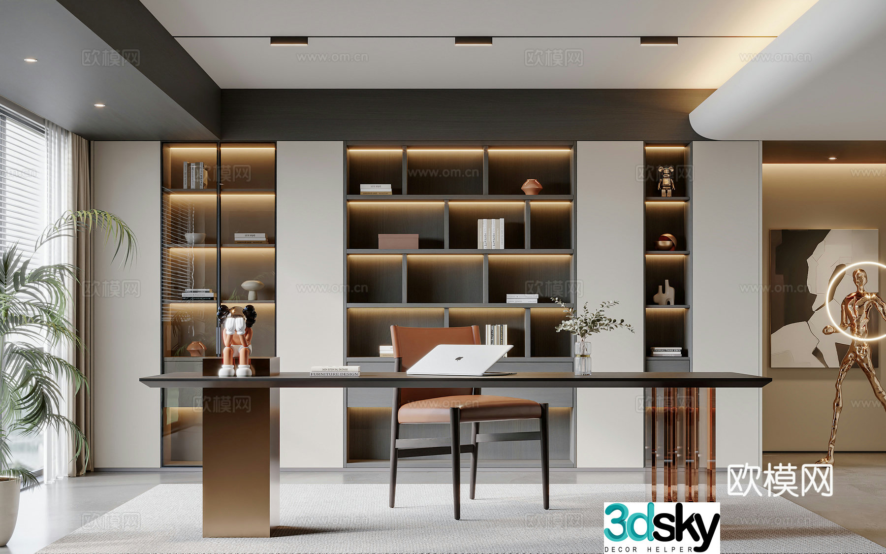 Modern home study 3d model