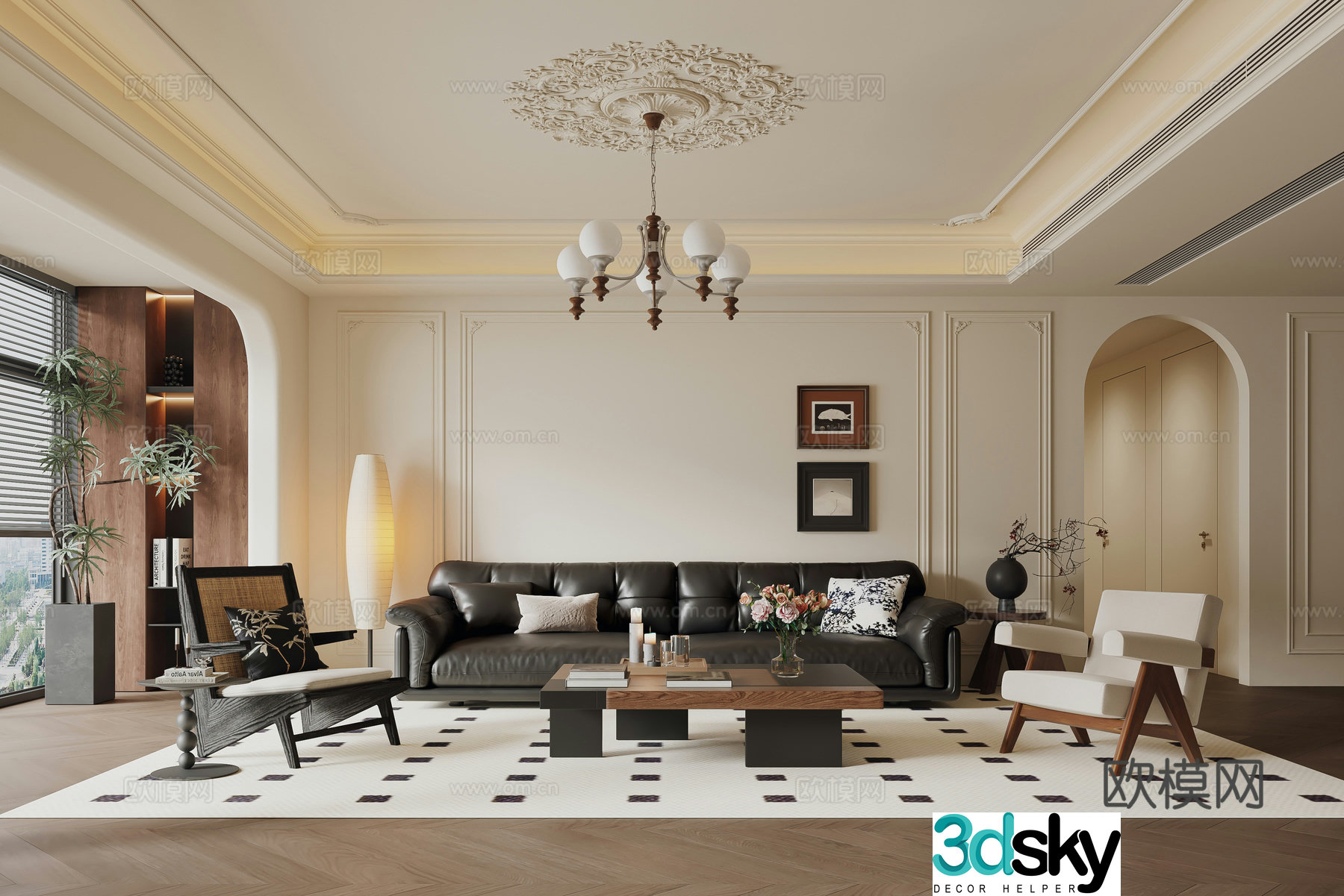 French medieval style living room 3d model