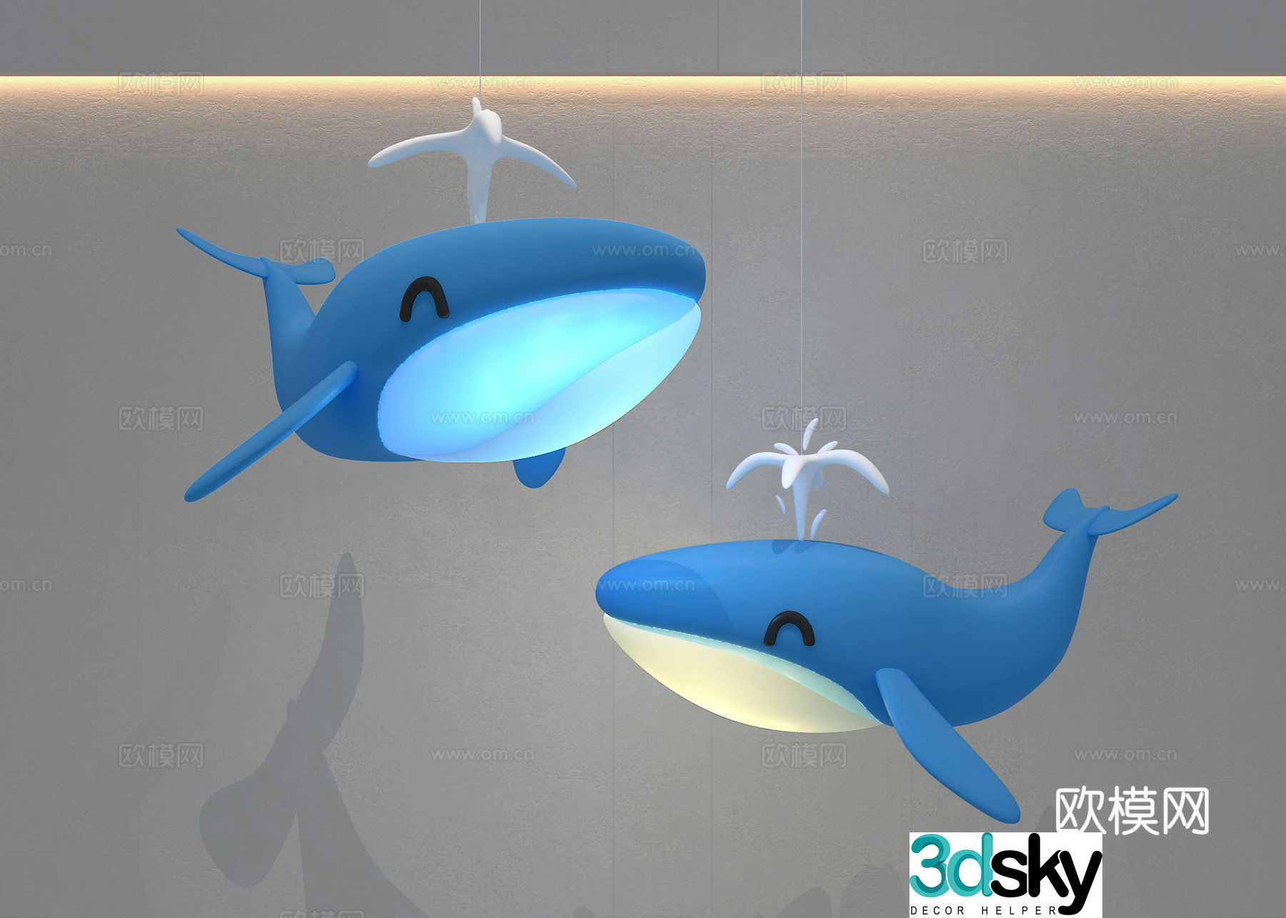 Whale Chandelier 3d Model