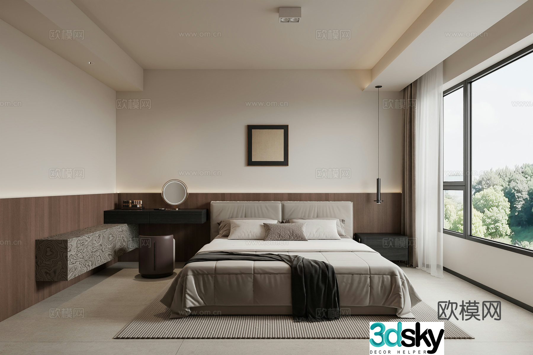 Modern bedroom Italian minimalist bedroom-20143d model