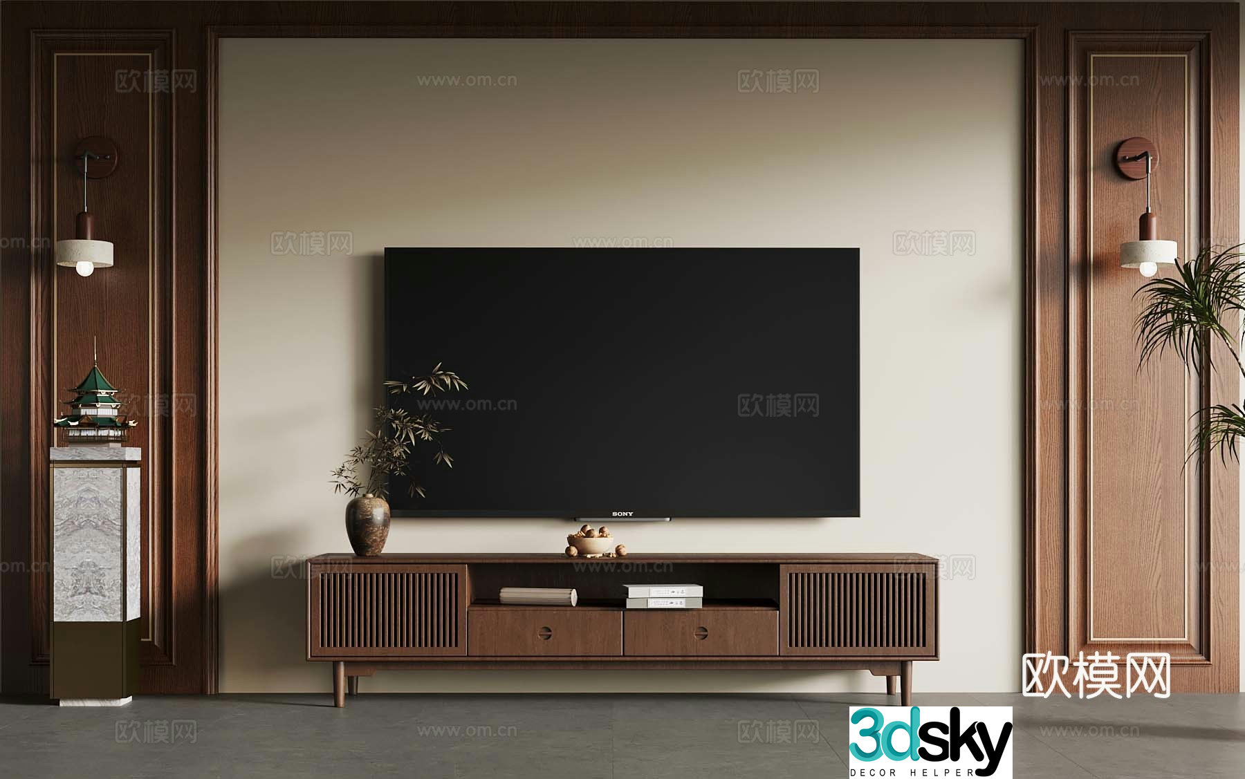 New Chinese TV cabinet 3D model