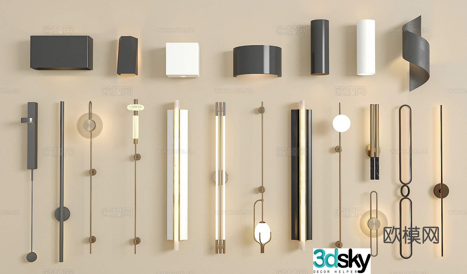 Modern wall lamp Crystal wall lamp Long wall lamp Metal wall lamp Glass wall lamp 3D model