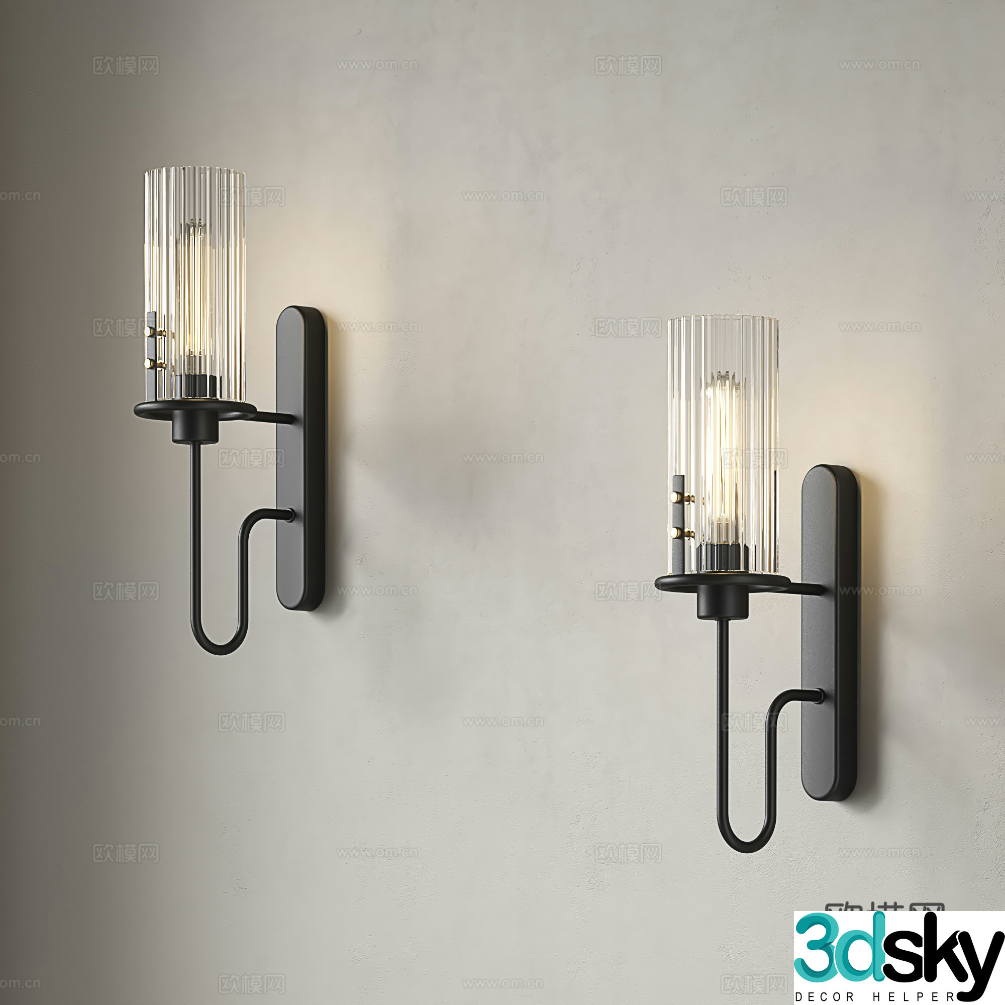 Light luxury wall lamp glass wall lamp retro bedside wall lamp simple stairwell wall lamp industrial style hotel 3D model