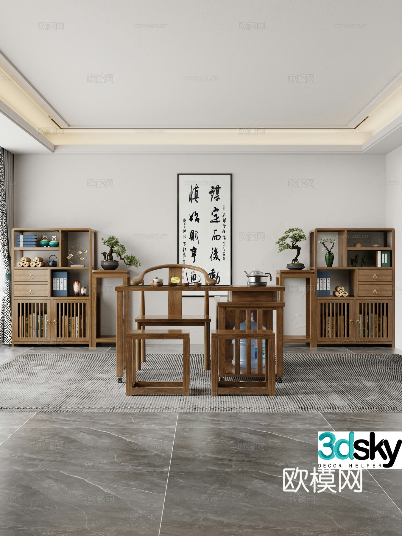 Tea table and chair combination tea table tea table tea room tea table balcony tea table 3D model