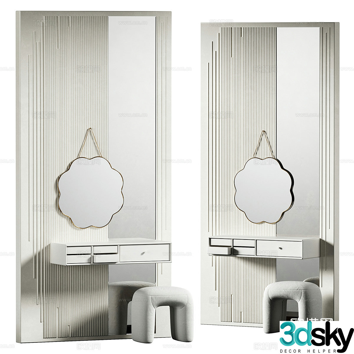 New Chinese style light luxury dressing table 3D model