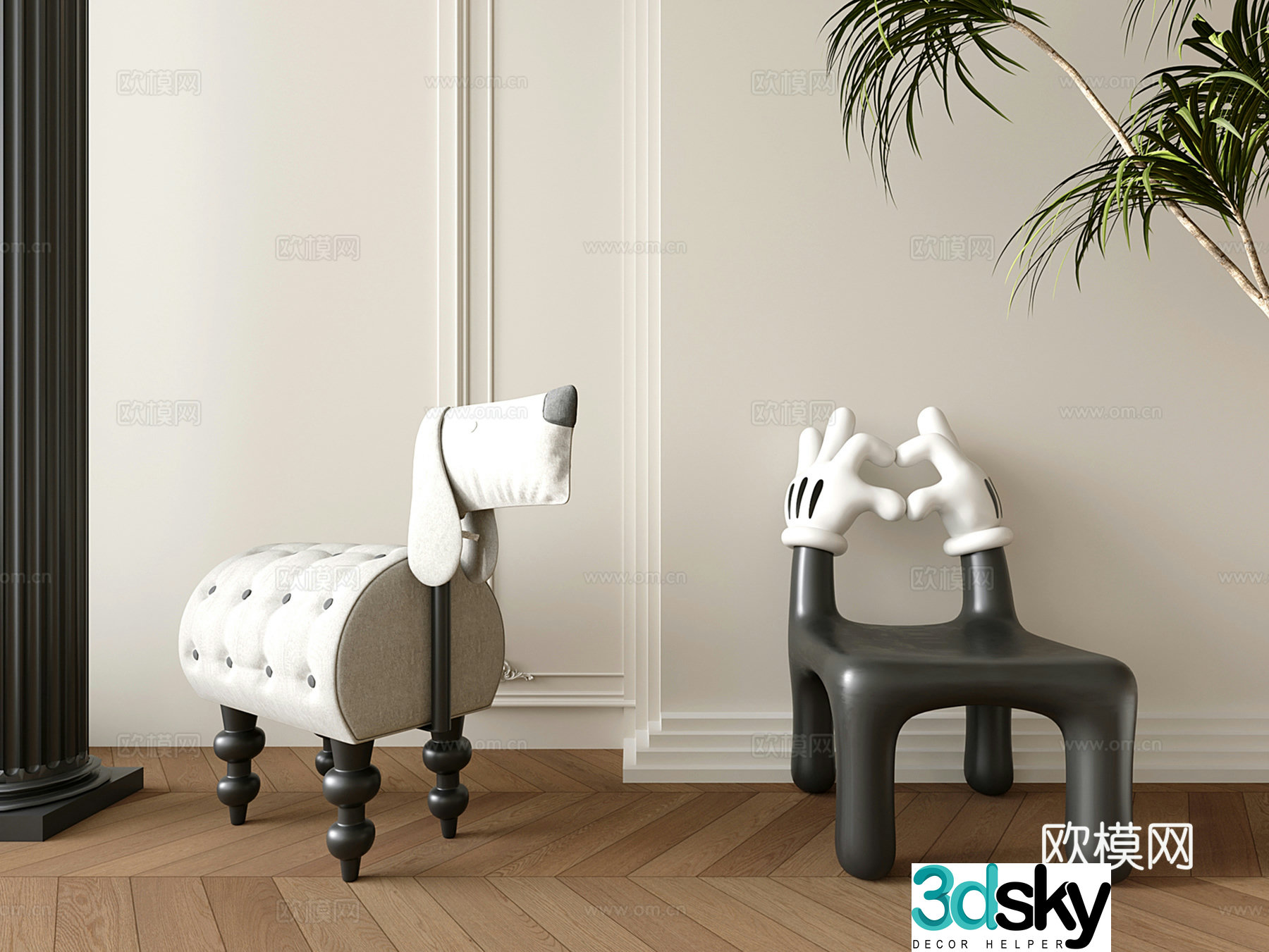 Modern children’s chair Finger chair Cartoon chair Animal stool 3d model
