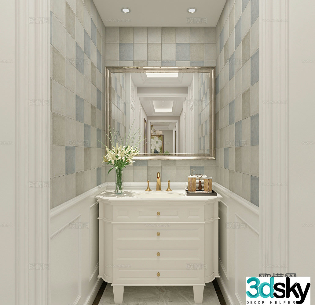 Simple European and European style home decoration space 3D model