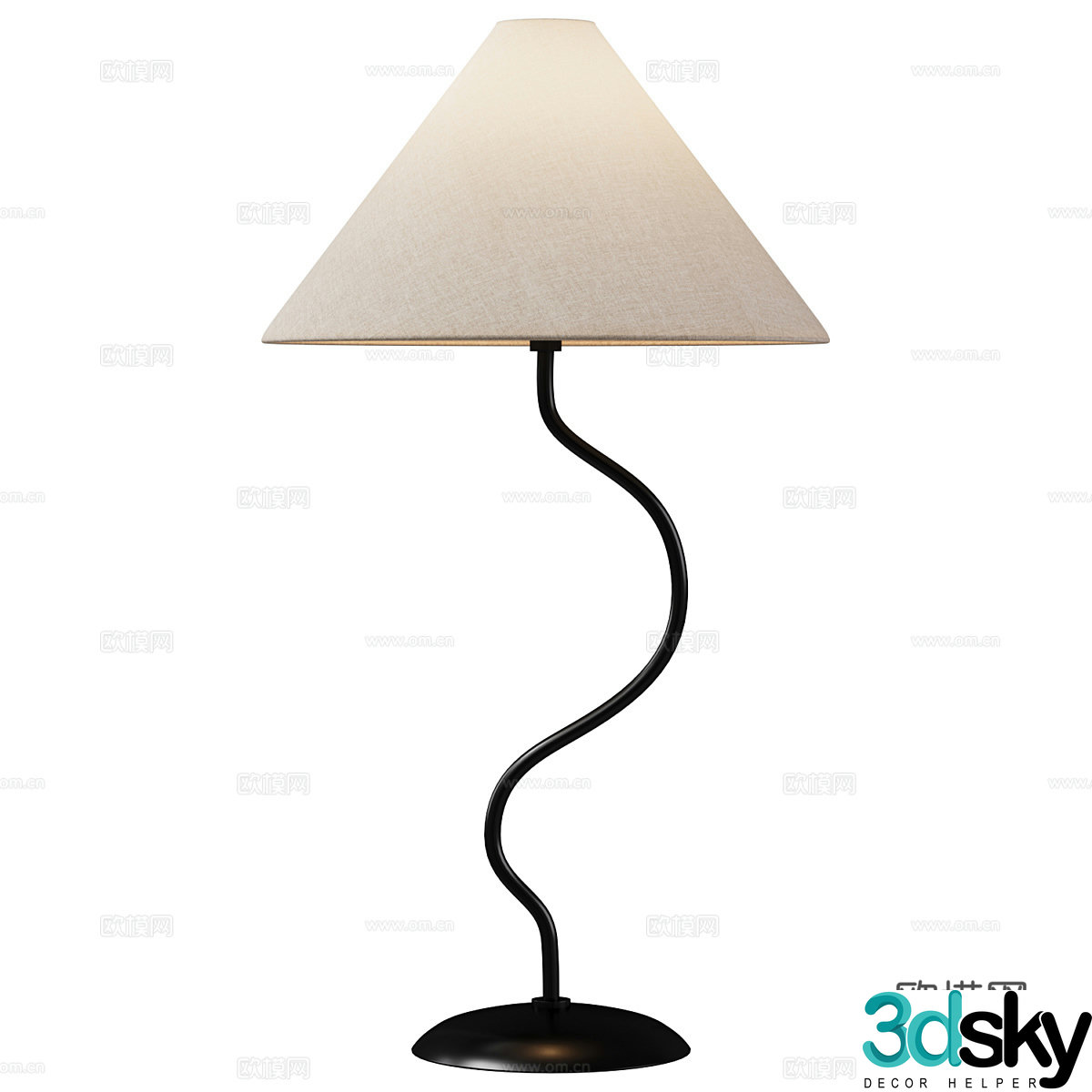 New Chinese style Wasabi fabric table lamp 3D model