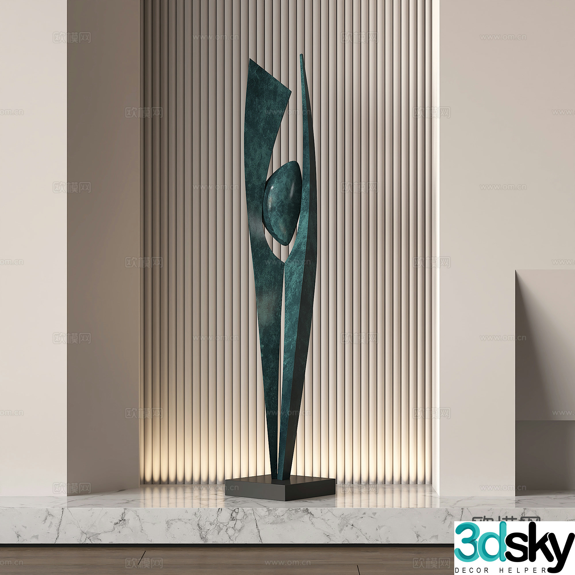 Modern abstract metal sculpture 3d model