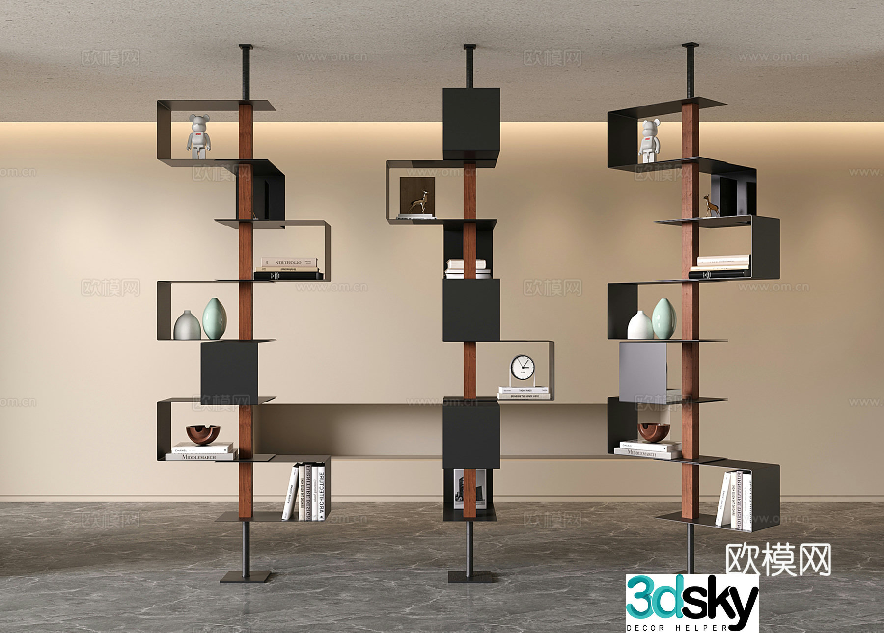 Modern decorative shelf bookshelf 3d model