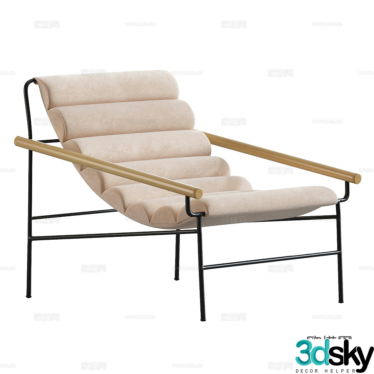 Modern Italian fabric lounge chair leisure chair 3d model