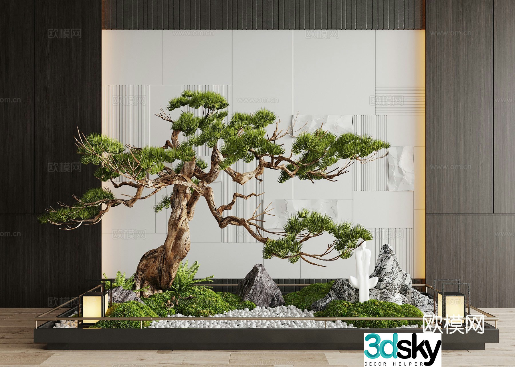 Modern interior landscape landscaping moss landscape landscape sketch welcome pine 3d model