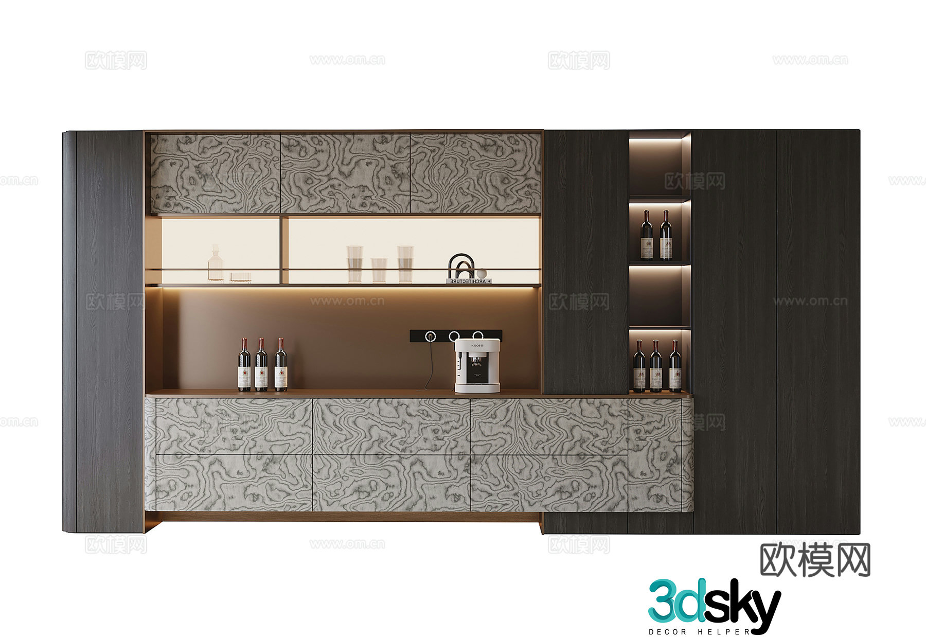Modern wine cabinet sideboard 3D model