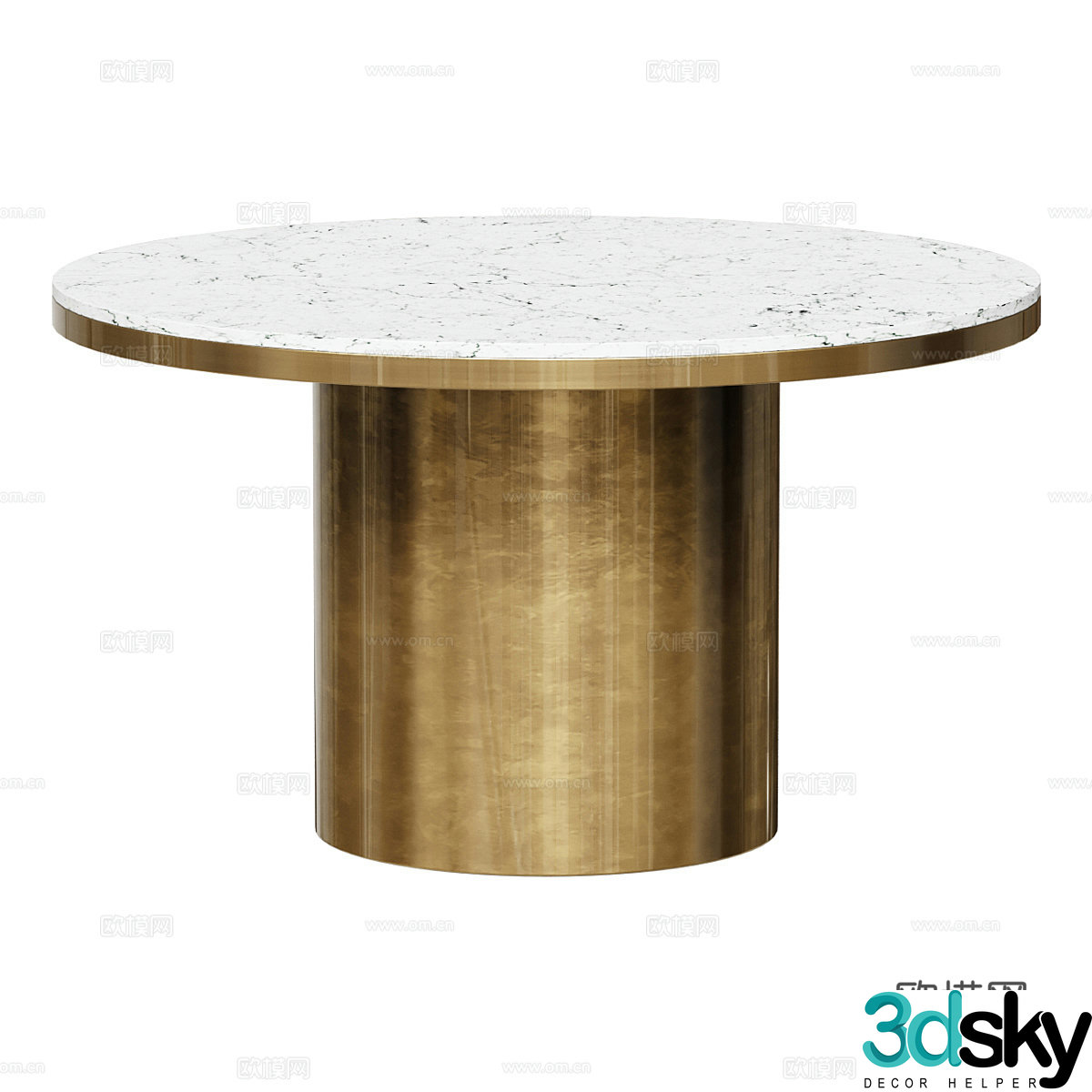 Modern light luxury round dining table 3D model