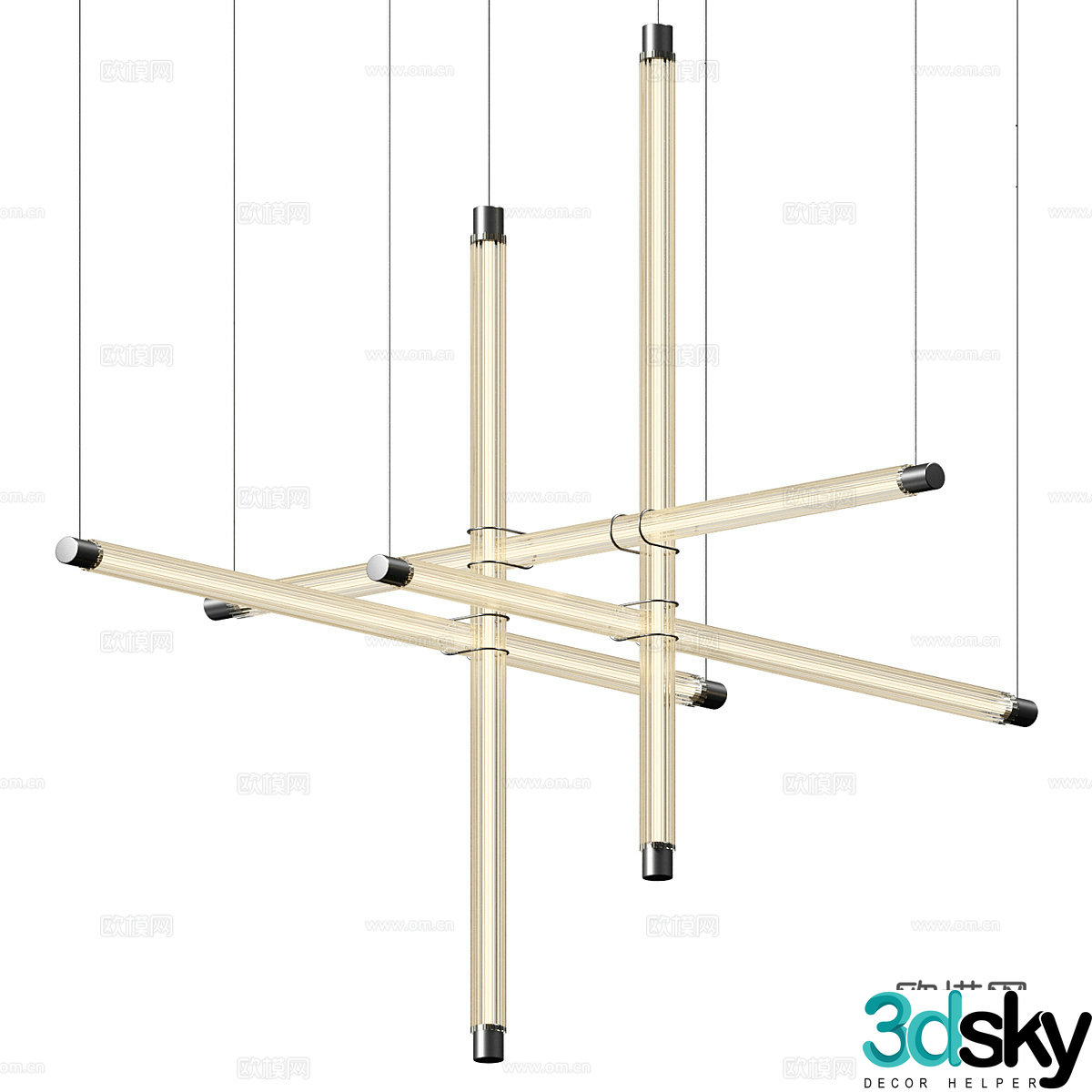Modern minimalist linear decorative chandeliers 3d model