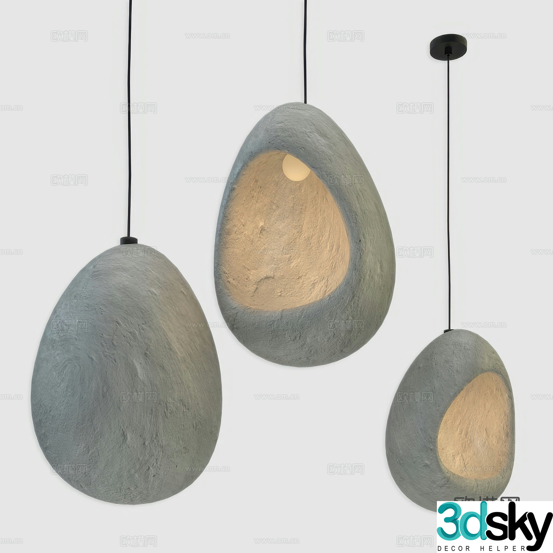 New Chinese style Wasabi ceramic decorative chandelier 3D model