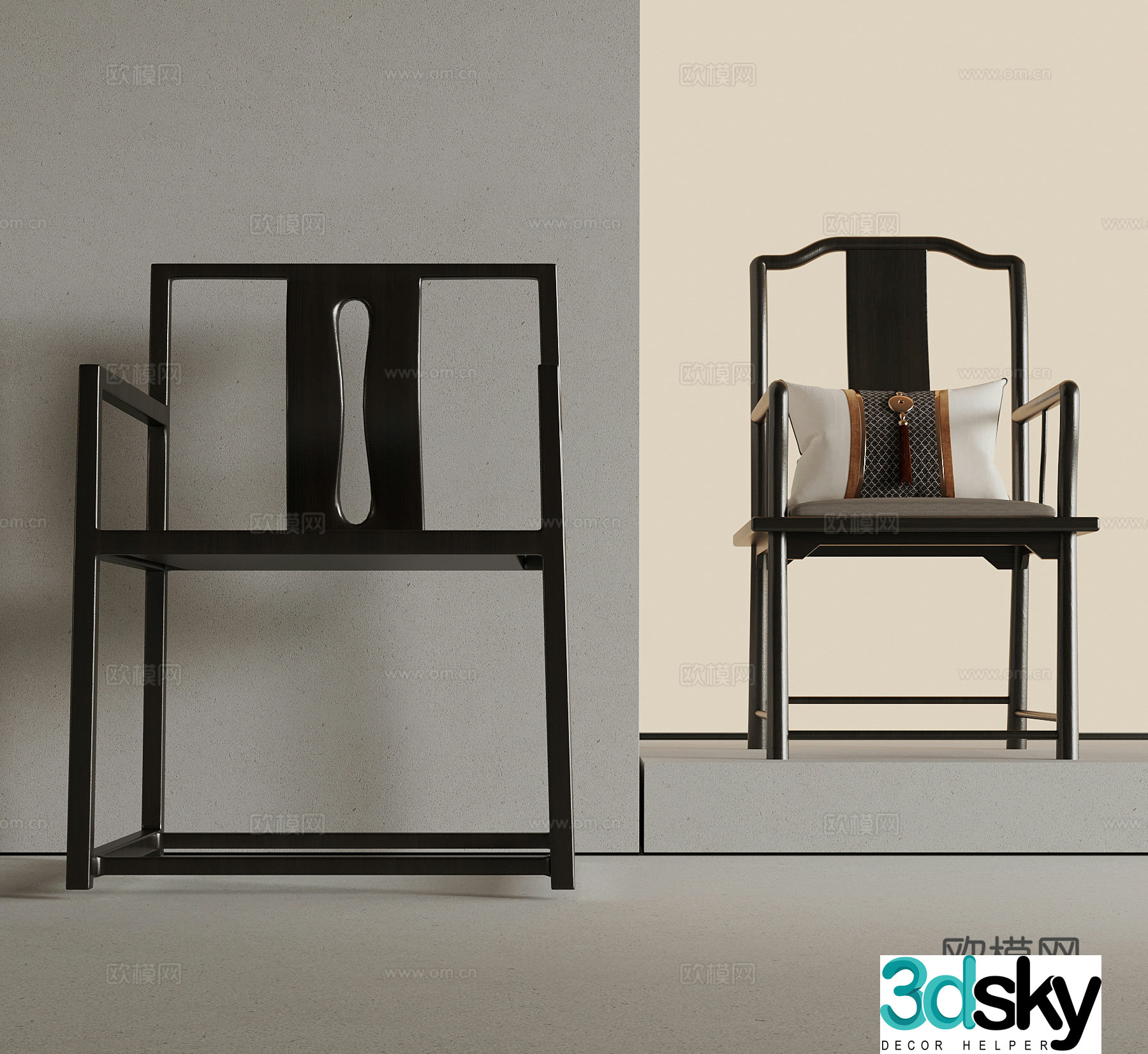New Chinese casual chair Taishi chair 3d model