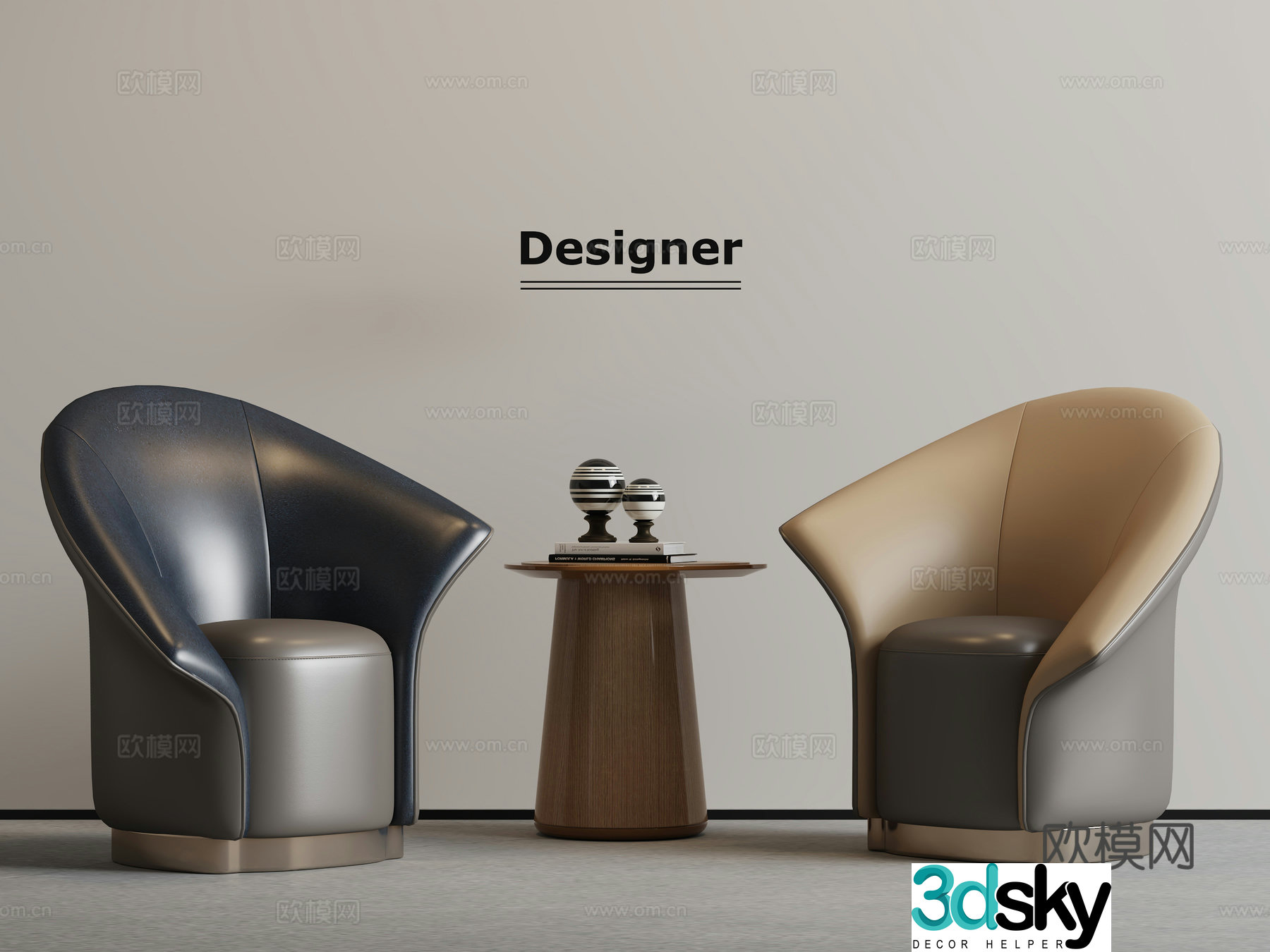 Modern light luxury leisure chair 3d model