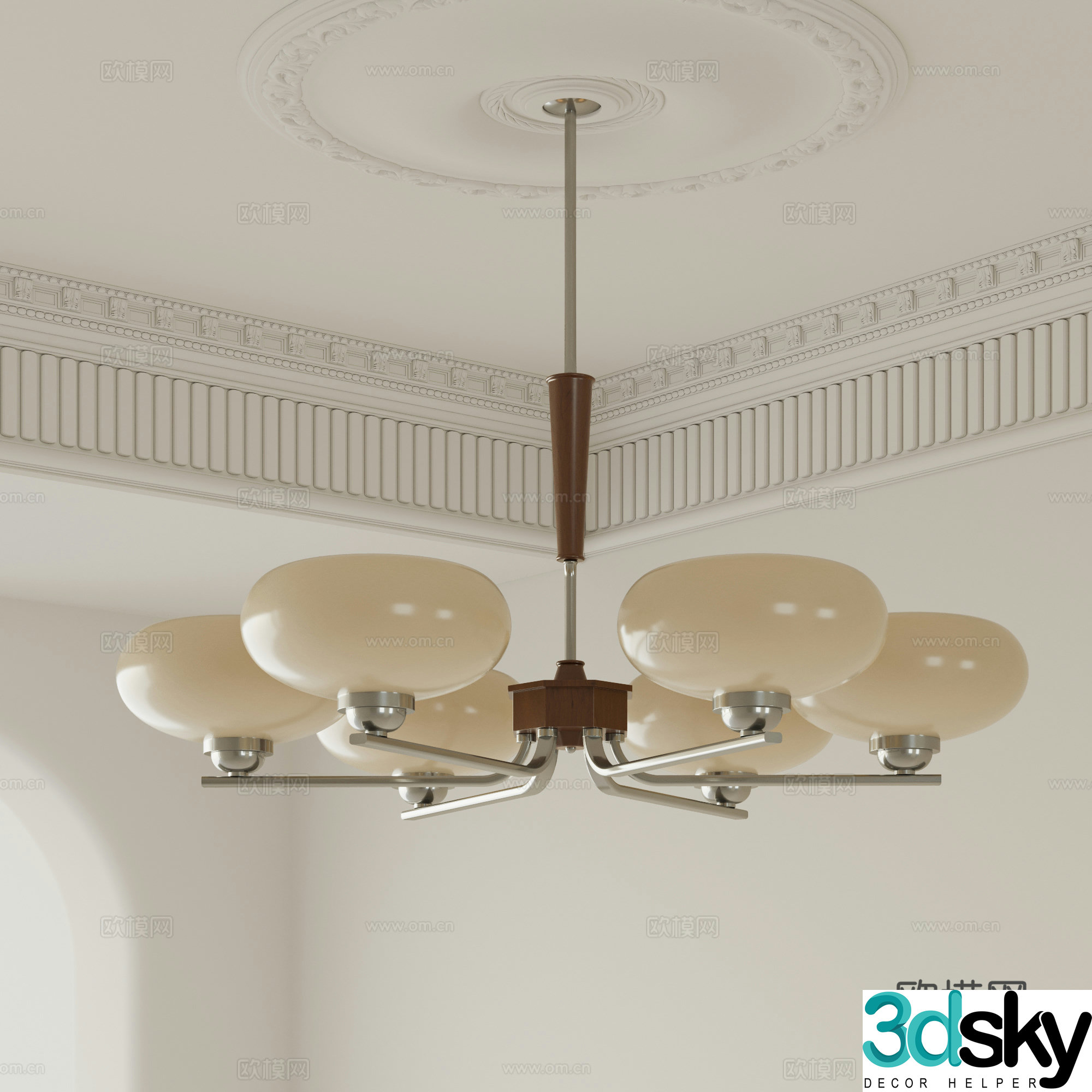 French medieval style chandelier Multi-head chandelier Living room chandelier Restaurant chandelier Bauhaus chandelier 3D model