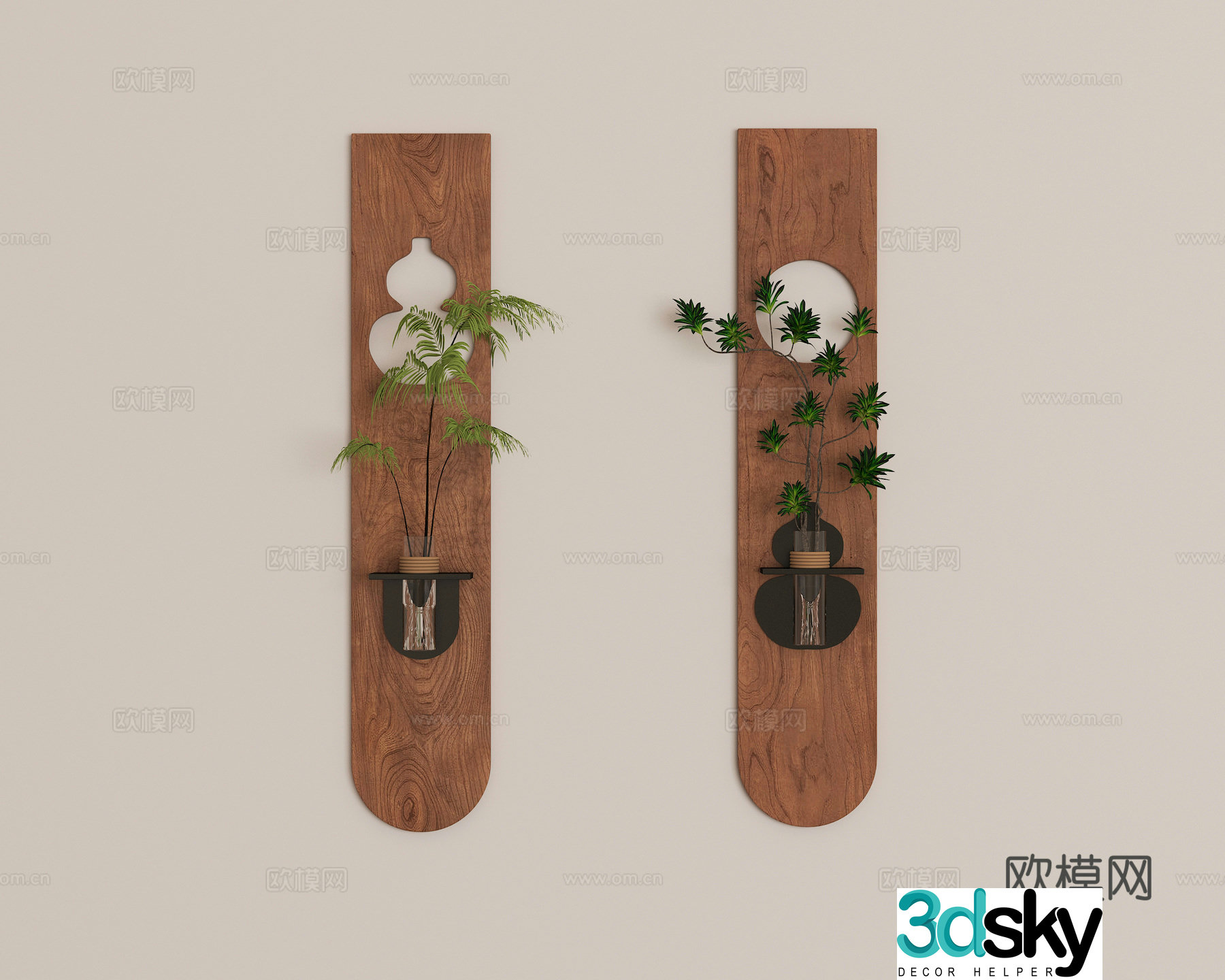 Retro medieval style wall decoration combination 3D model