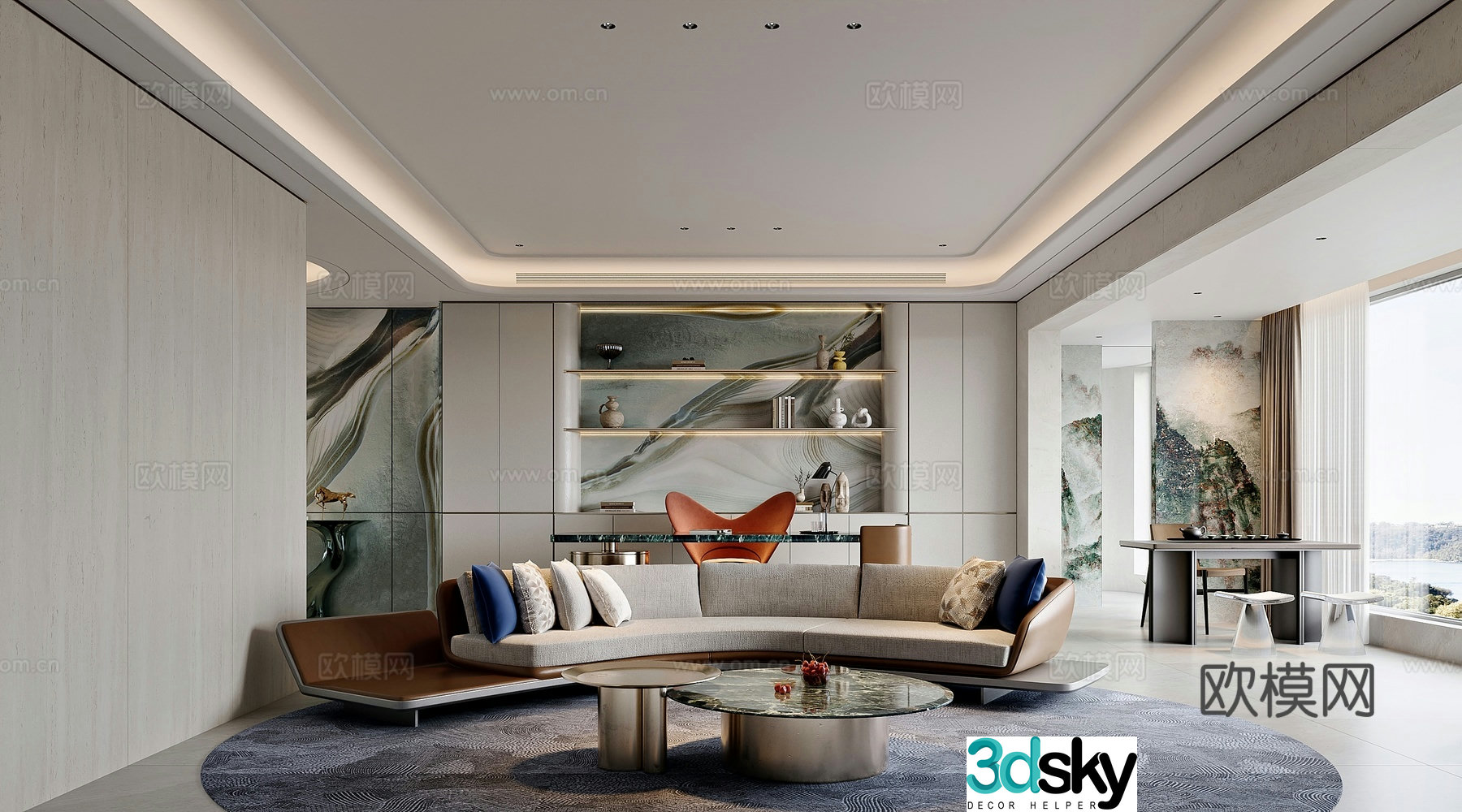 Modern style home living room 3d model