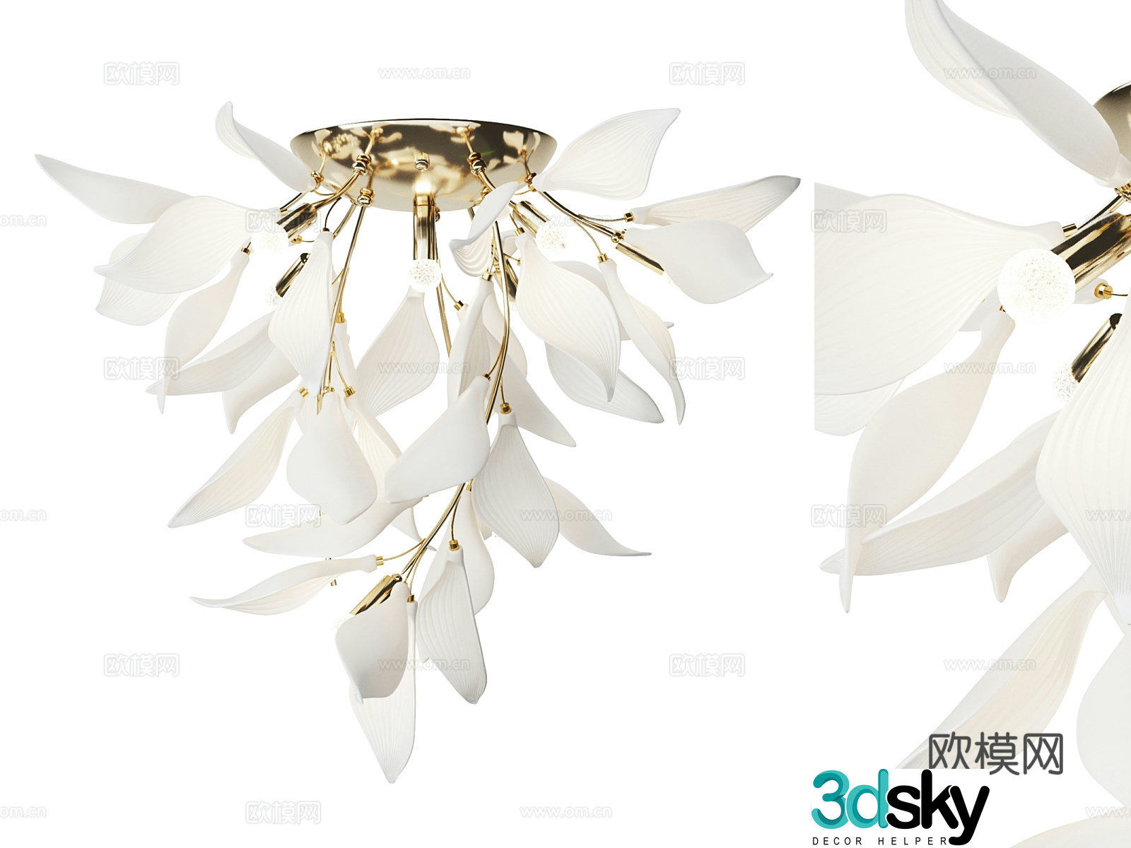 Petal Chandelier Creative Chandelier Art Chandelier 3D Model