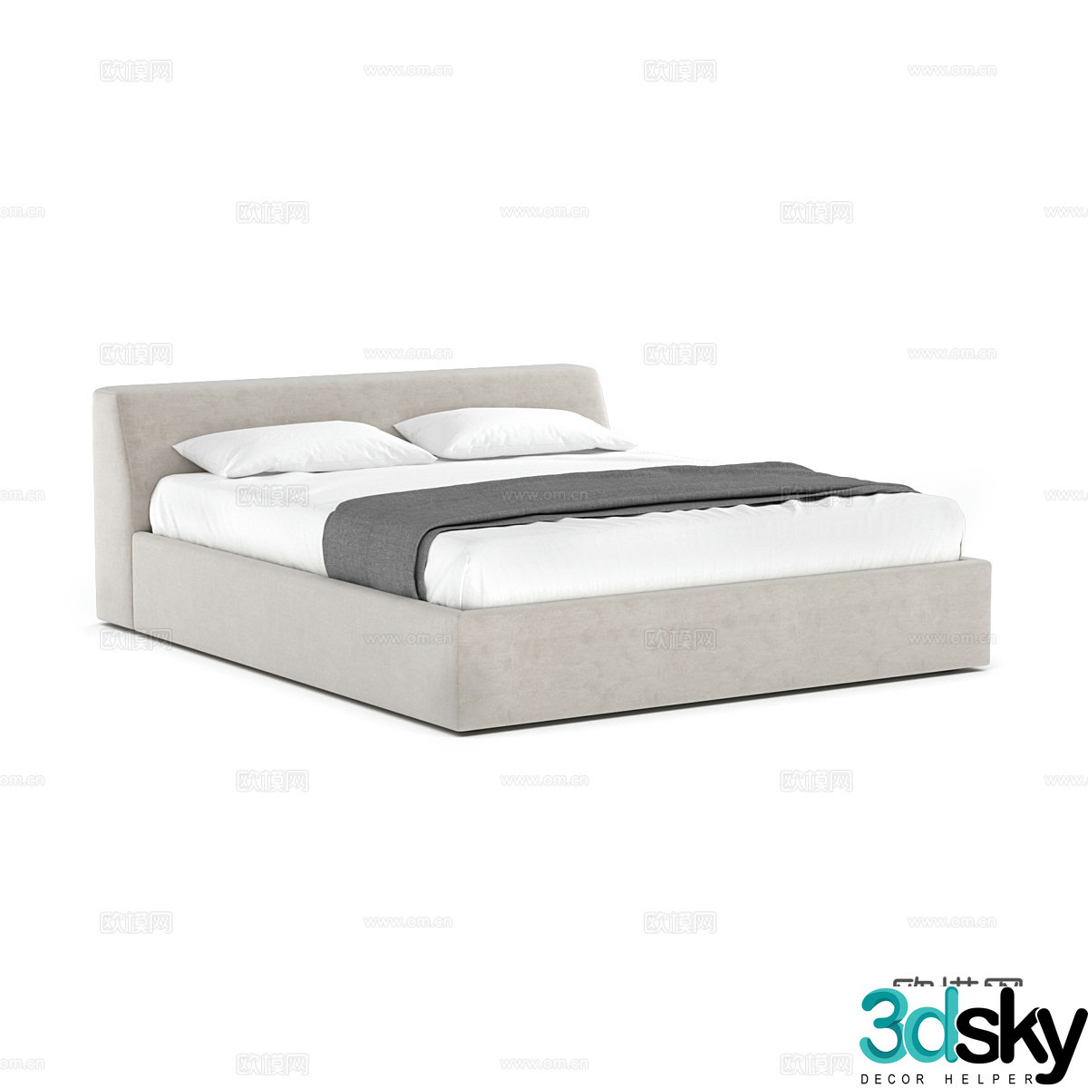 Modern simple double bed Double bed Simple double bed Bedroom bed Pillow 3D model