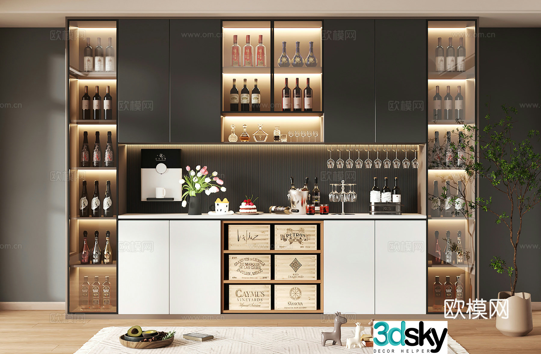 Wine cabinet design Wine cabinet red wine cabinet bar wine cabinet partition wine cabinet 3D model