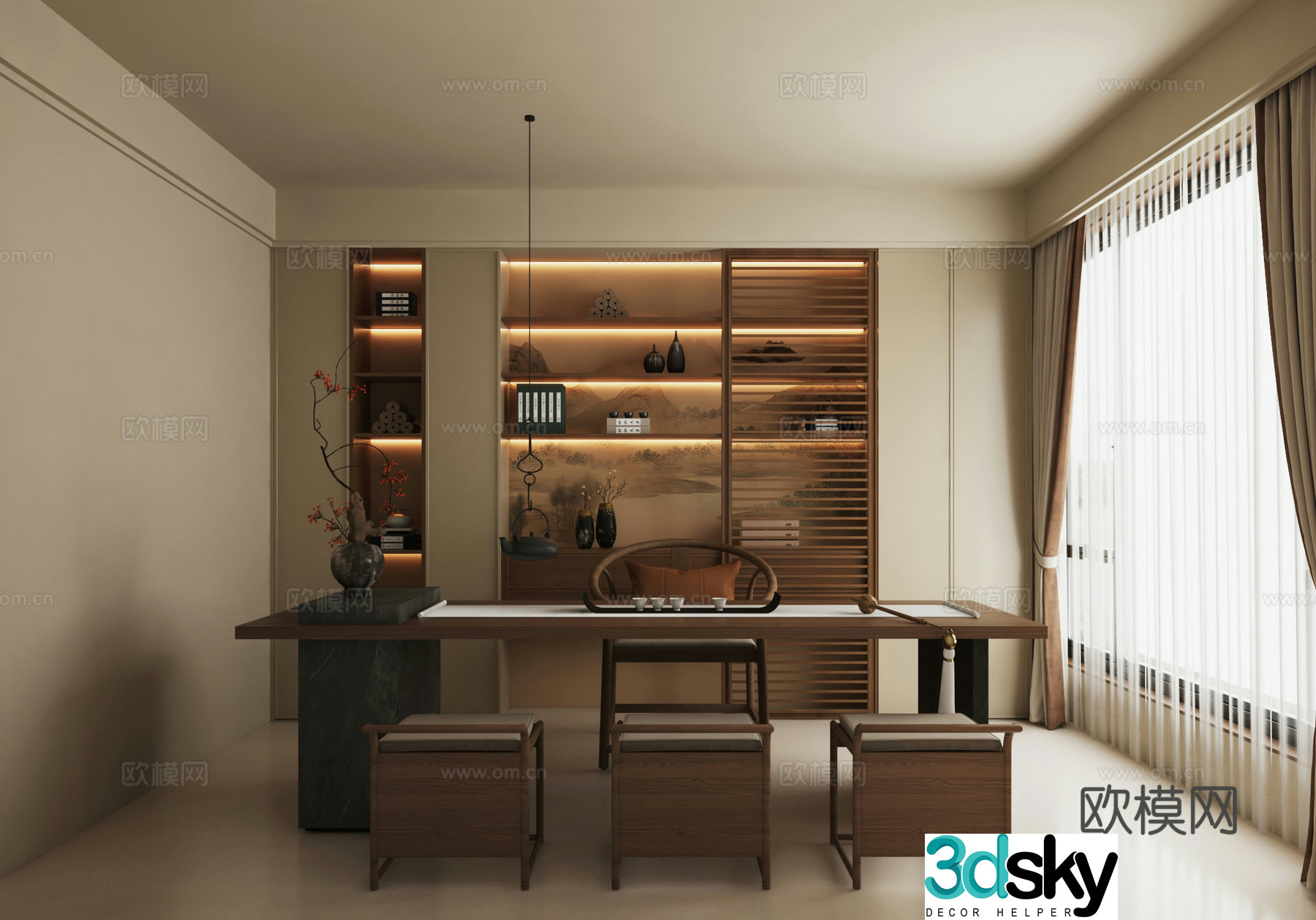 Song-style tea room New Chinese-style tea room Office tea room 3D model