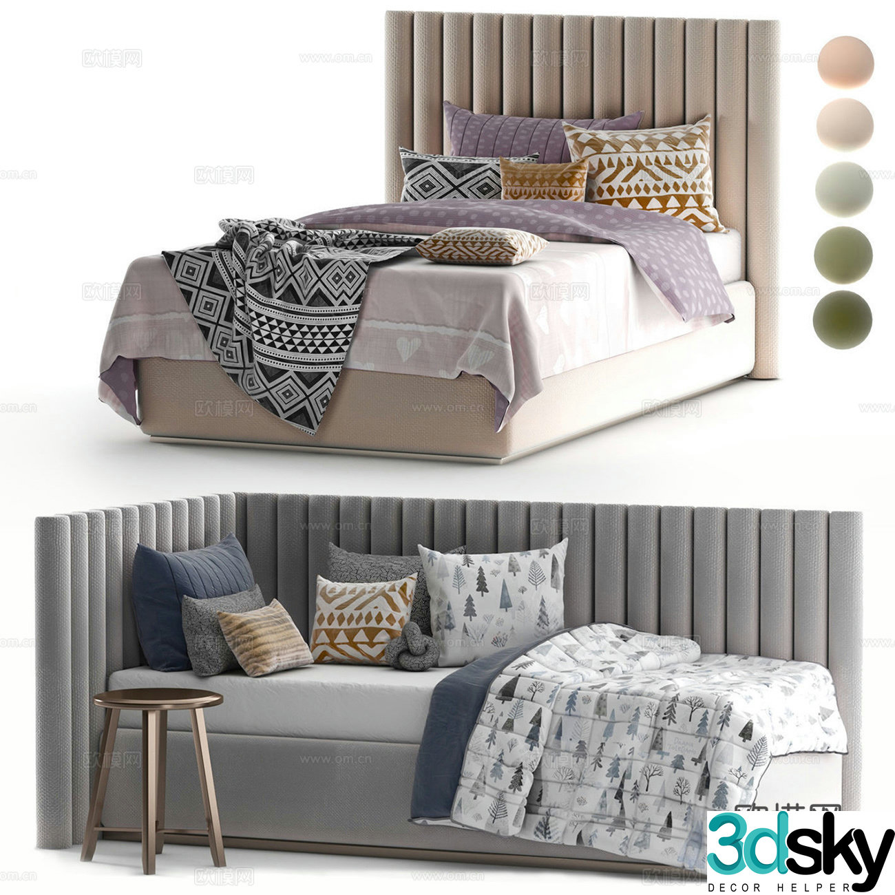 Double bed 3d model