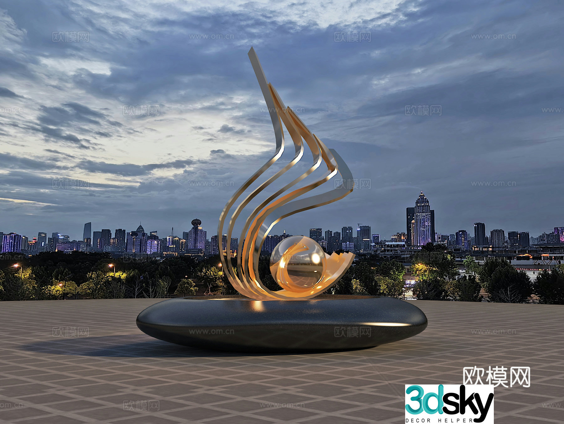 Square installation Sculpture Landscape Art sketch 3d model