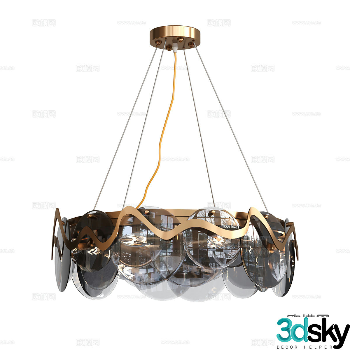 Modern simple chandelier chandelier simple chandelier light luxury chandelier glass chandelier 3d model