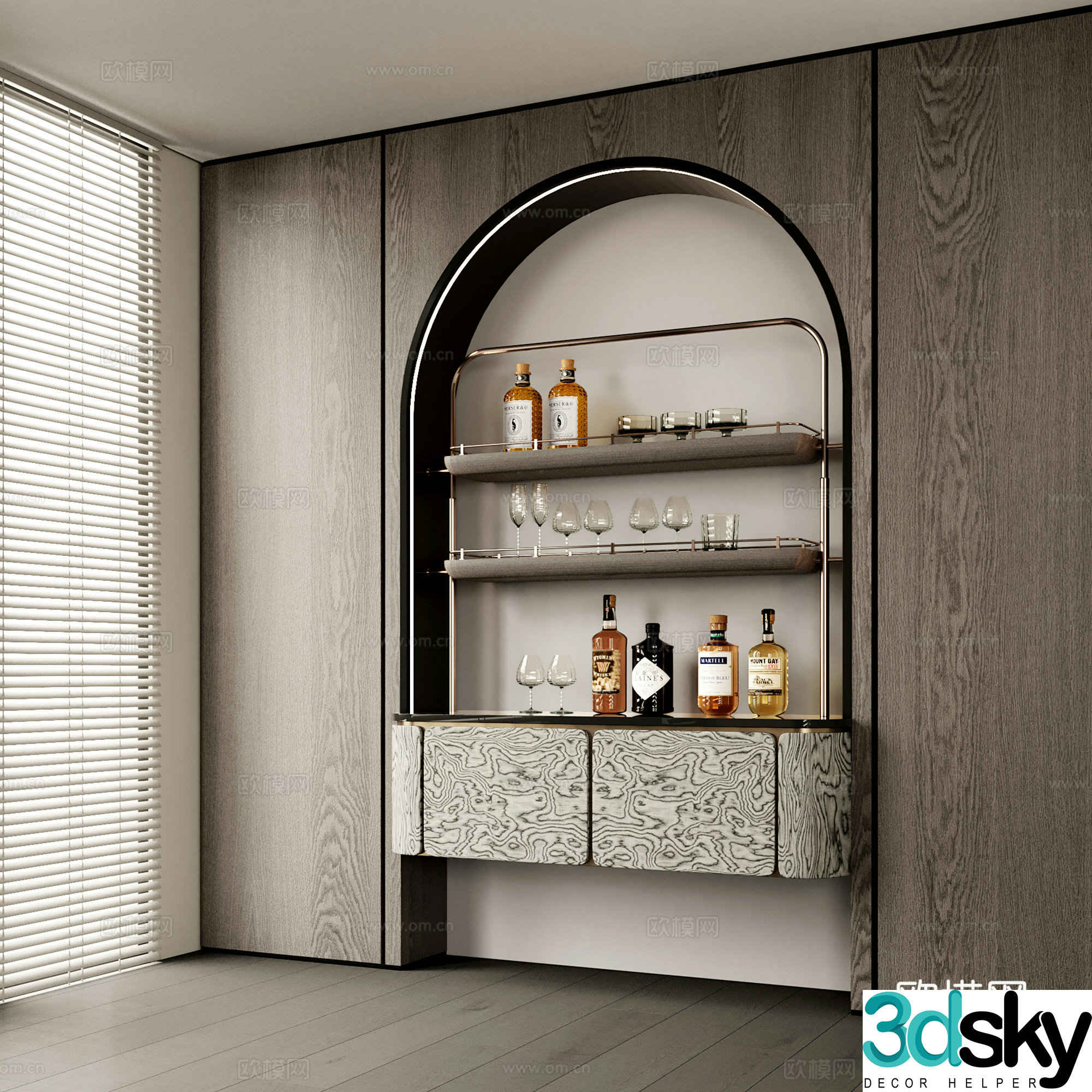Modern red wine cabinet red wine utensil finished wine cabinet open wine cabinet dining side wine cabinet wine rack 3D model