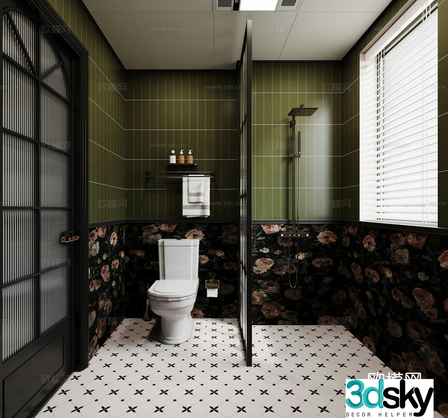 French retro bathroom 3d model