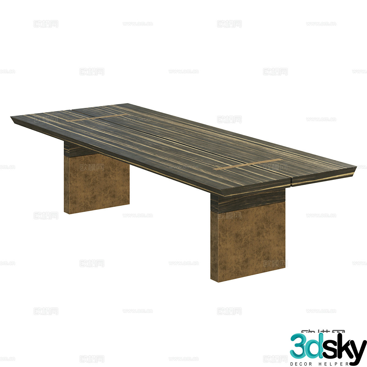 Modern Italian light luxury long dining table 3D model