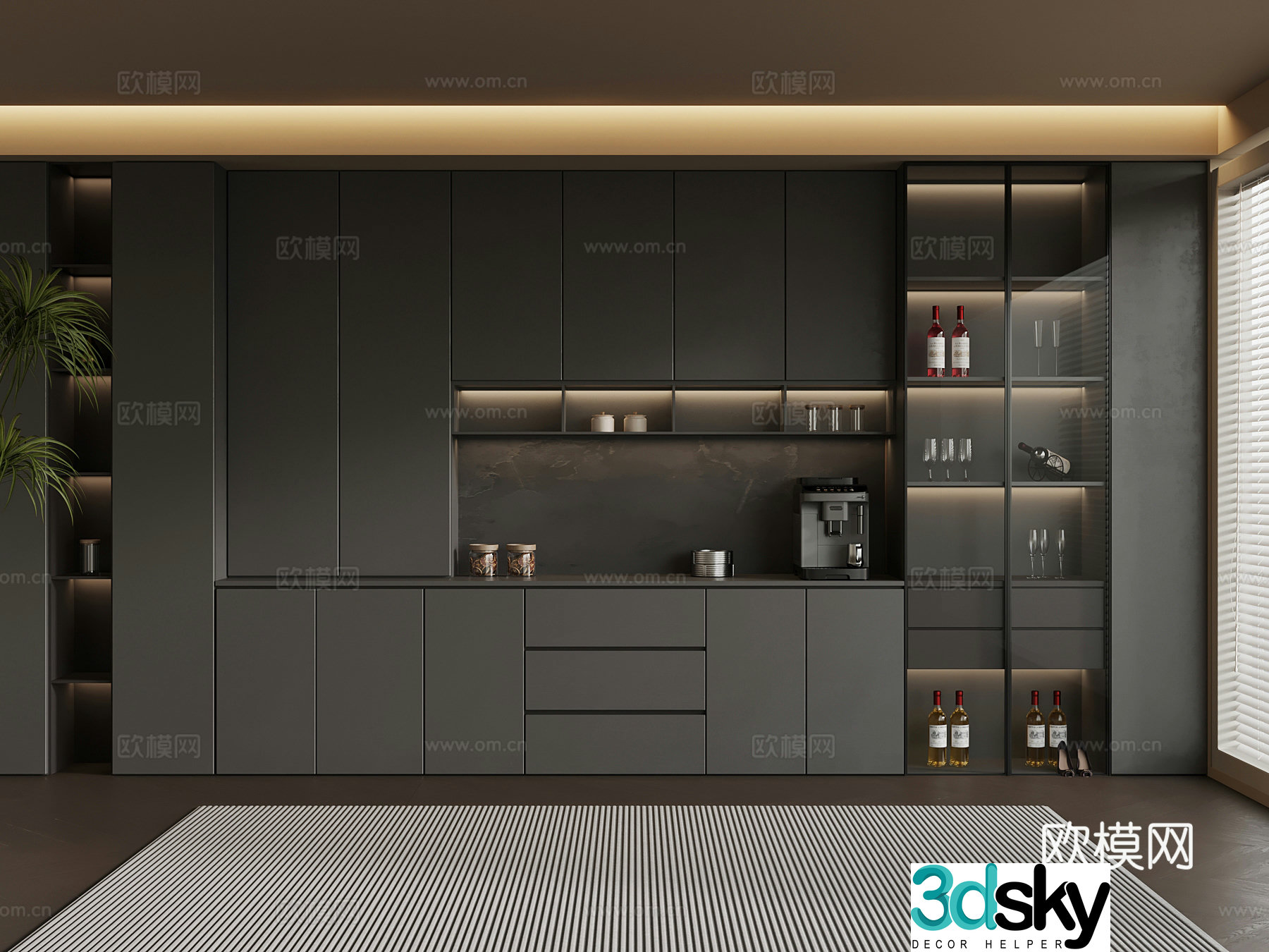 Modern sideboard wine cabinet 3d model